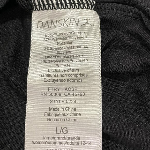 (NWT) DANSKIN Leotard 3/4 Sleeve Lattice Back, Black - L 12/14 - Picture 9 of 10